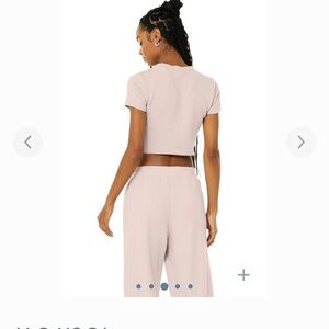 Blush micro waffle alo crop top
